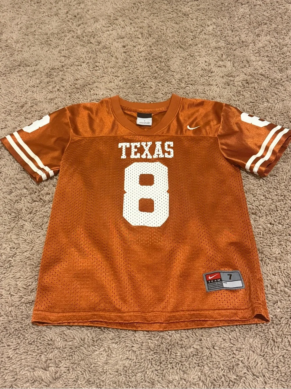 Nike Kids' Texas Longhorn Burnt Orange Football Jersey Top, size 7
